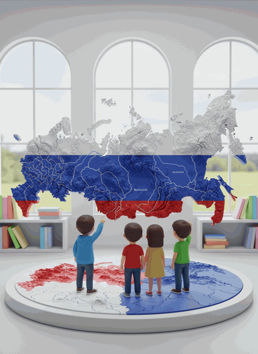 Дети у карты России