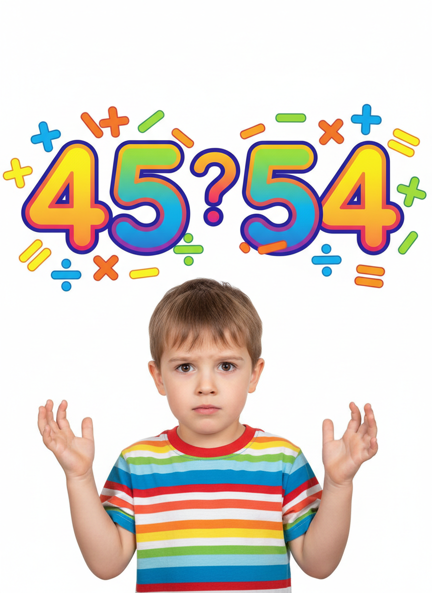 Два числа 45 и 54 на карточках