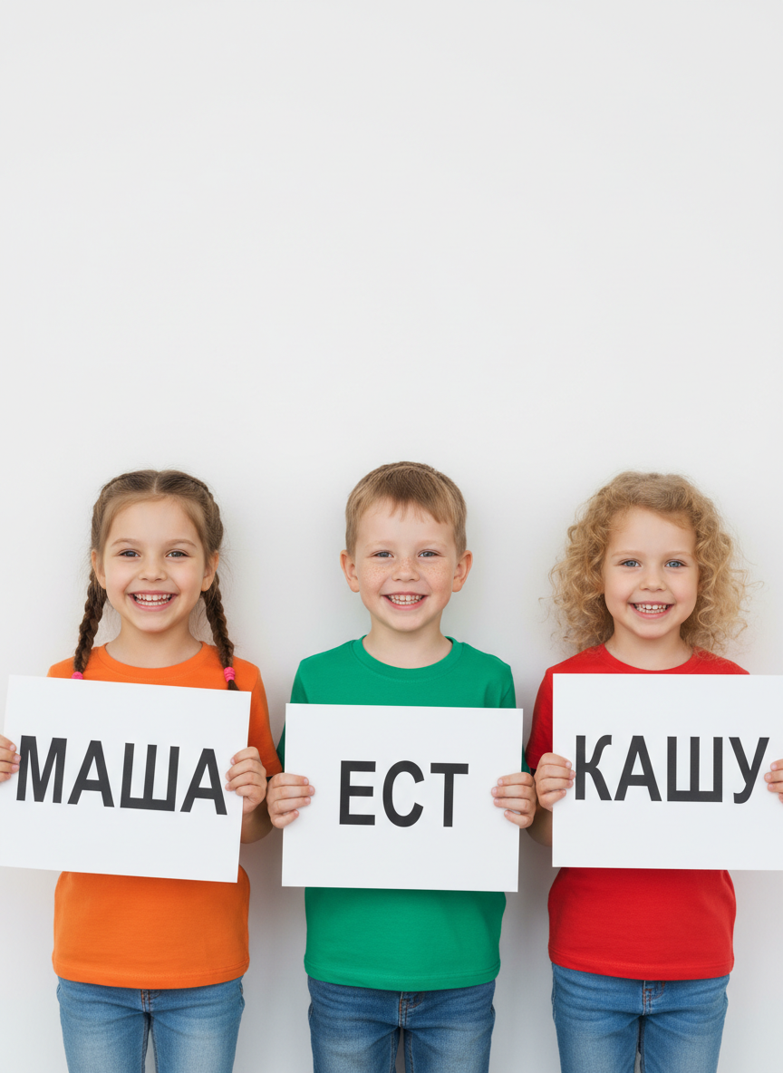 Дети с карточками слов