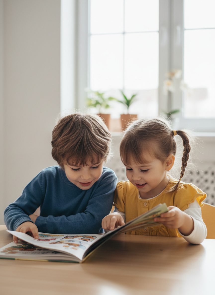 Дети читают книгу