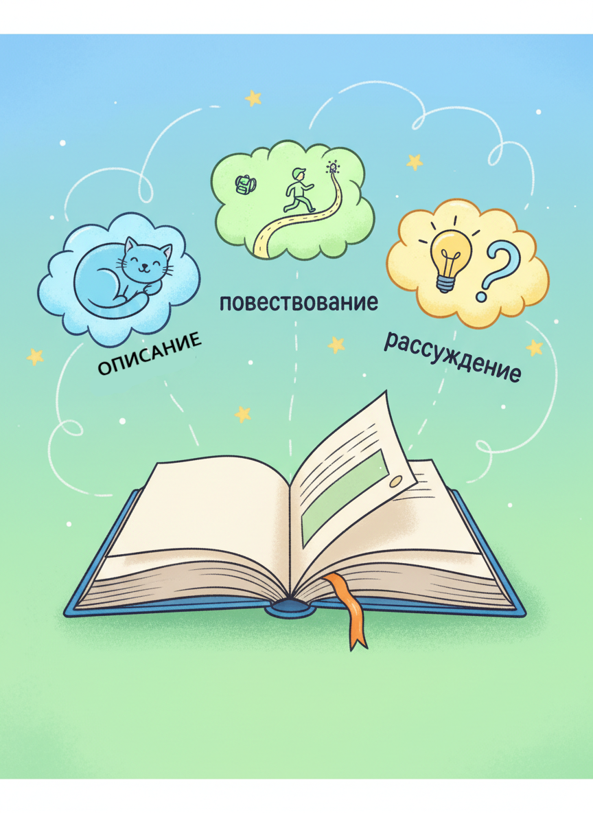 Книга с тремя типами текстов
