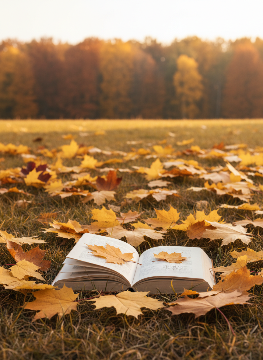 Осенний пейзаж с книгой