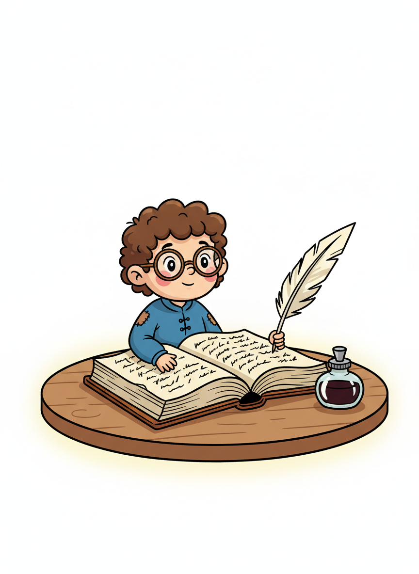 Ребенок читает старинную книгу